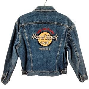 Retro‎ Hard Rock Cafe Honolulu Denim Jacket 6 Button Lee Jean Jacket Streetwear